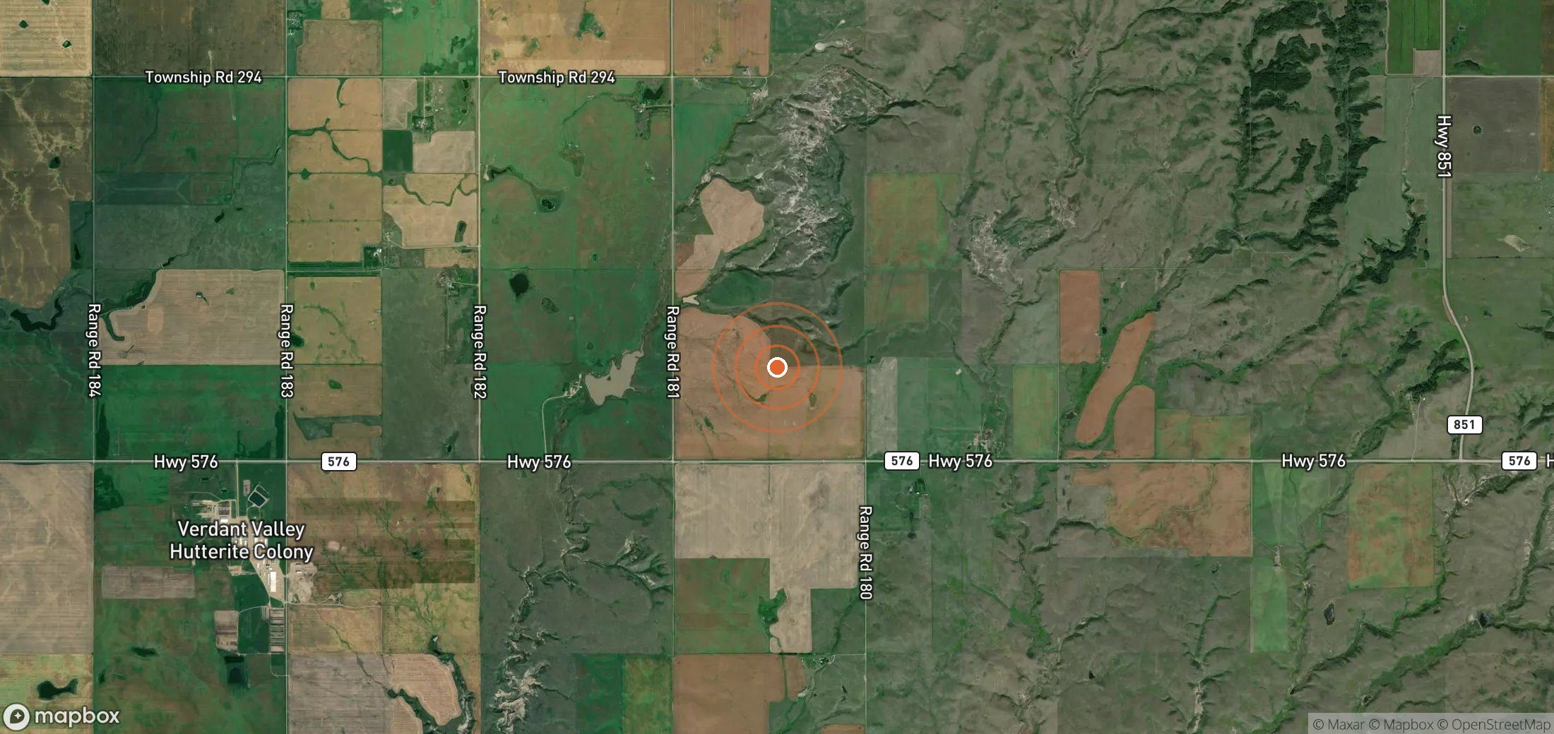 Satellite map of methane plume locations in CAN_S_002