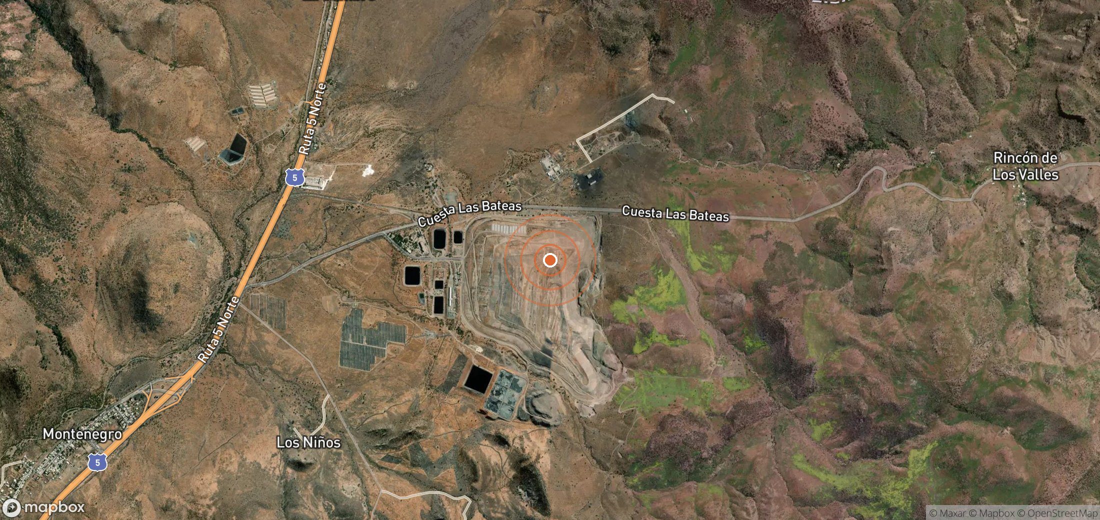 Mapa satelital de plumas de metano en CHL_S_001