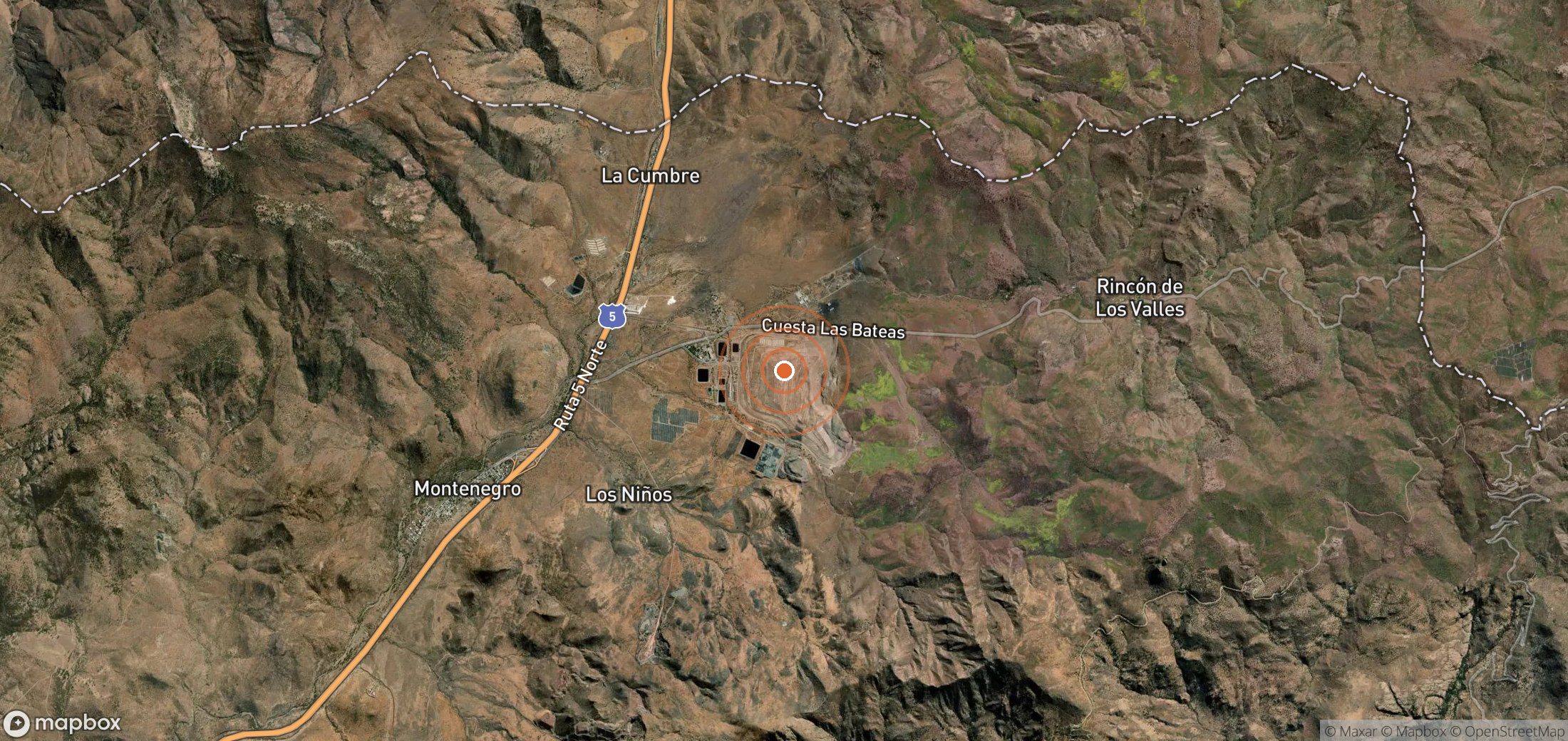 Satellite map of methane plume locations in CHL_S_005