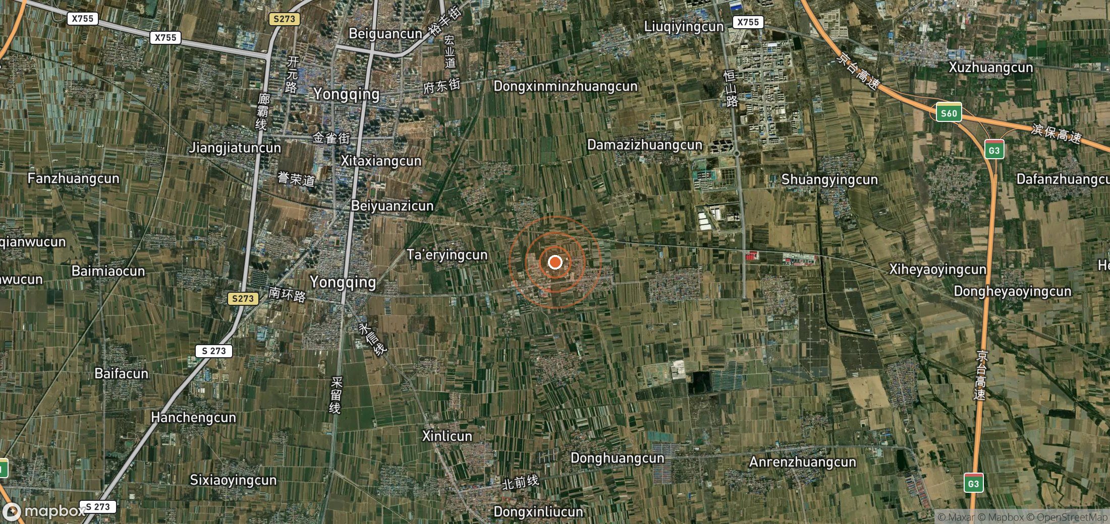 Satellite map of methane plume locations in CHN_S_004