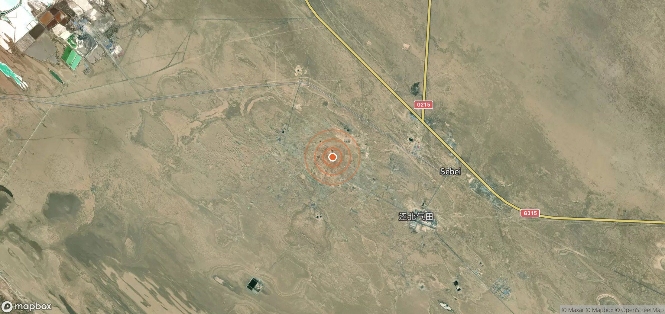 Satellite map of methane plume locations in CHN_S_010
