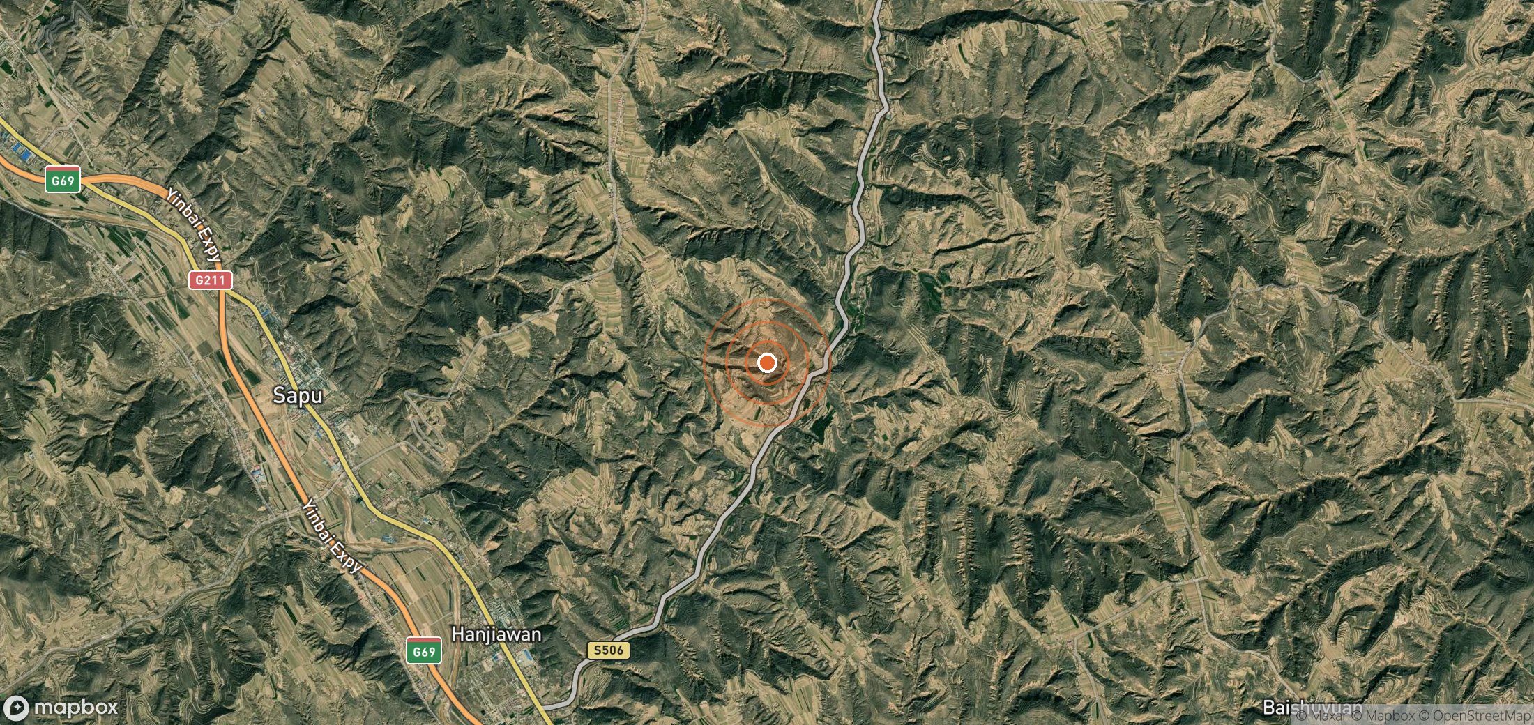 Satellite map of methane plume locations in CHN_S_017