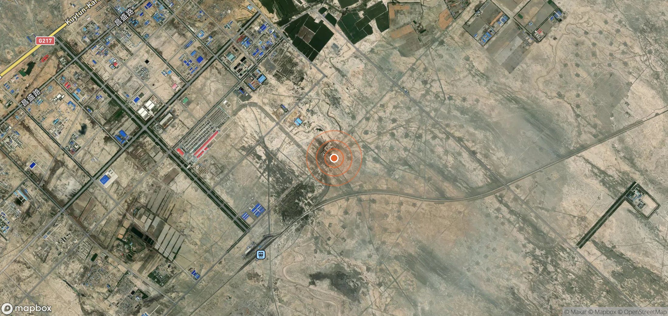 Satellite map of methane plume locations in CHN_S_019