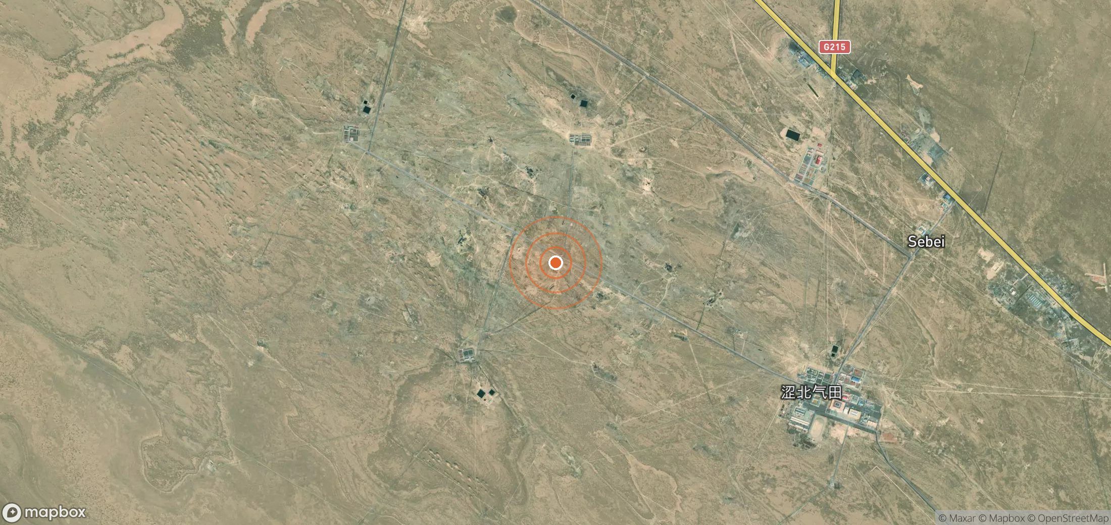 Satellite map of methane plume locations in CHN_S_040
