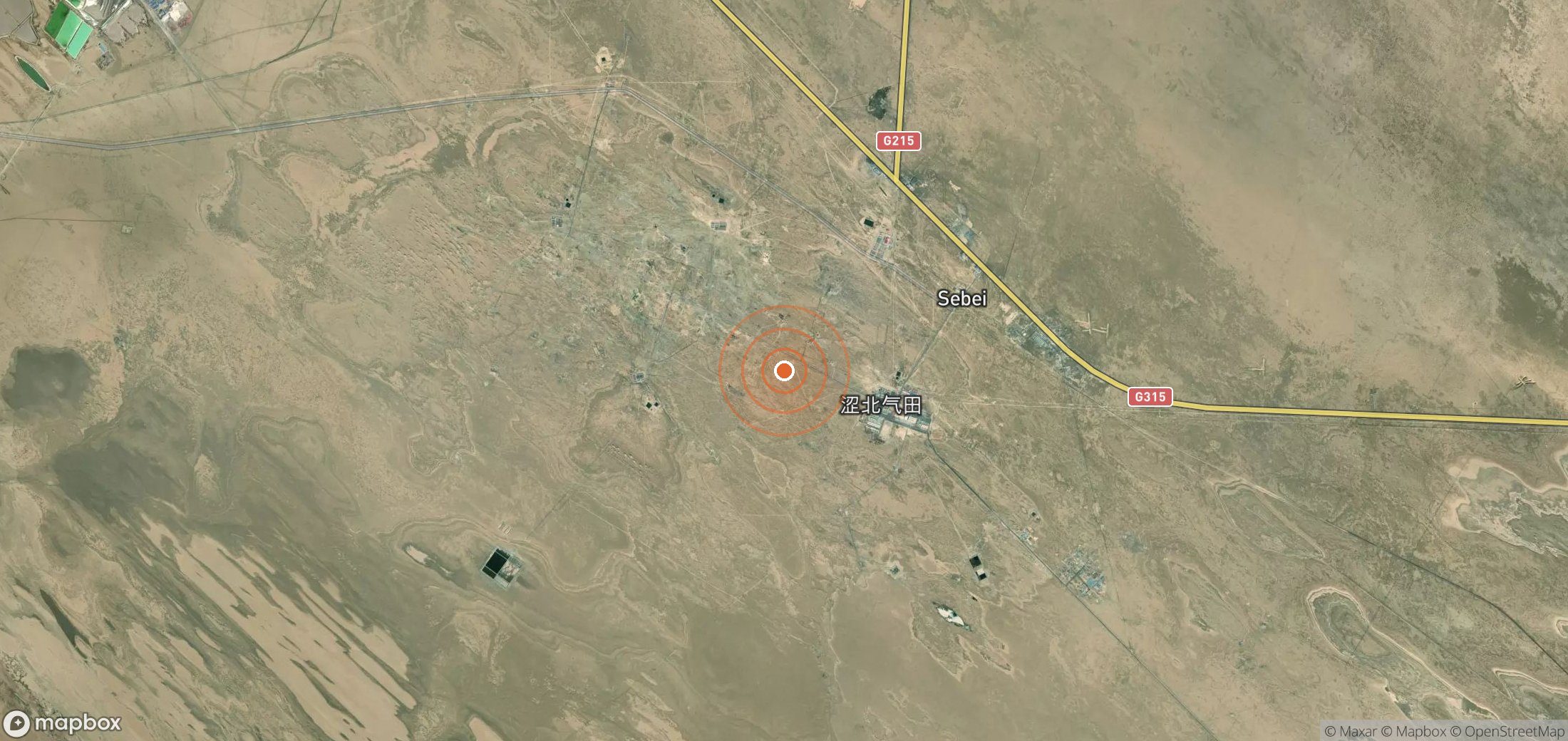 Satellite map of methane plume locations in CHN_S_043
