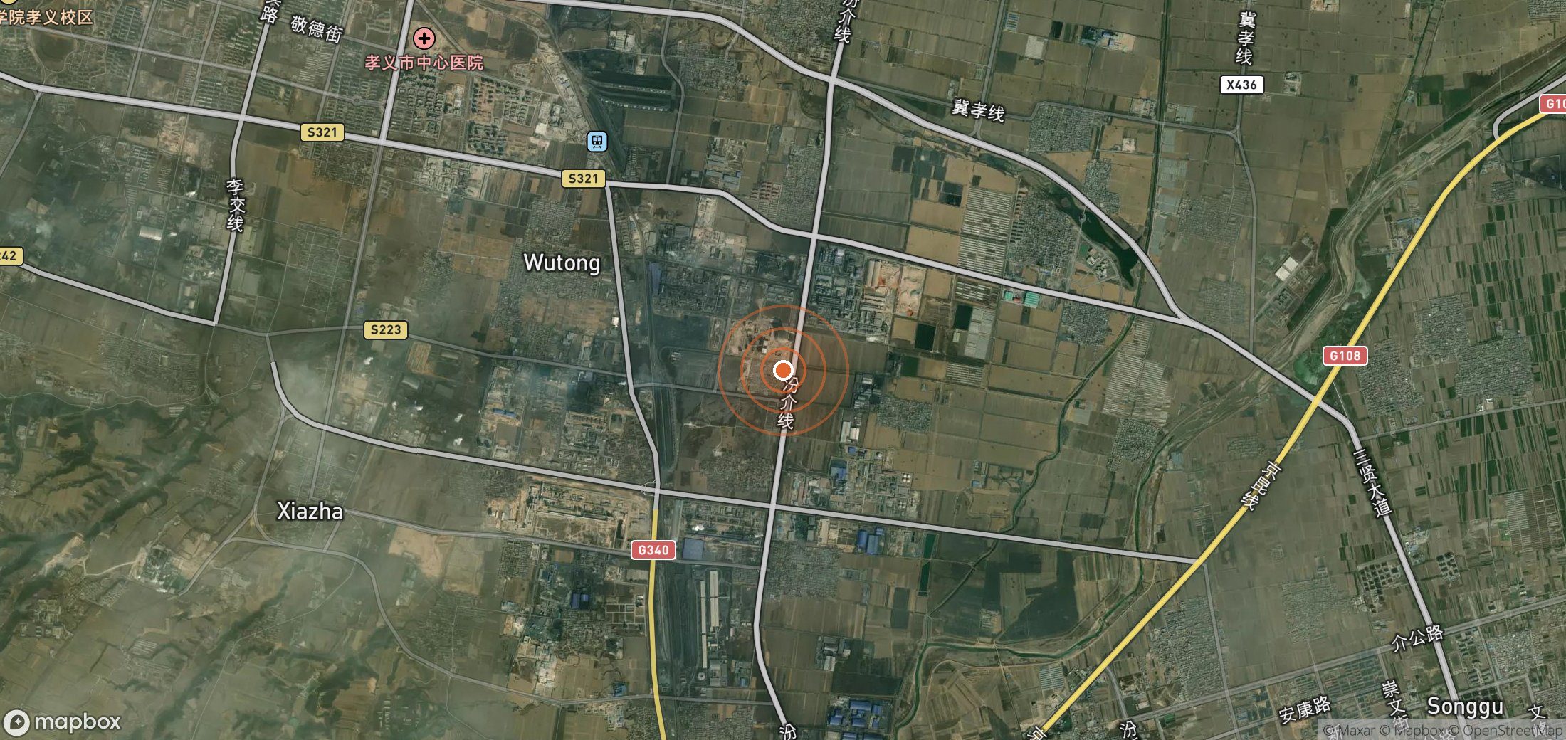 Satellite map of methane plume locations in CHN_S_055