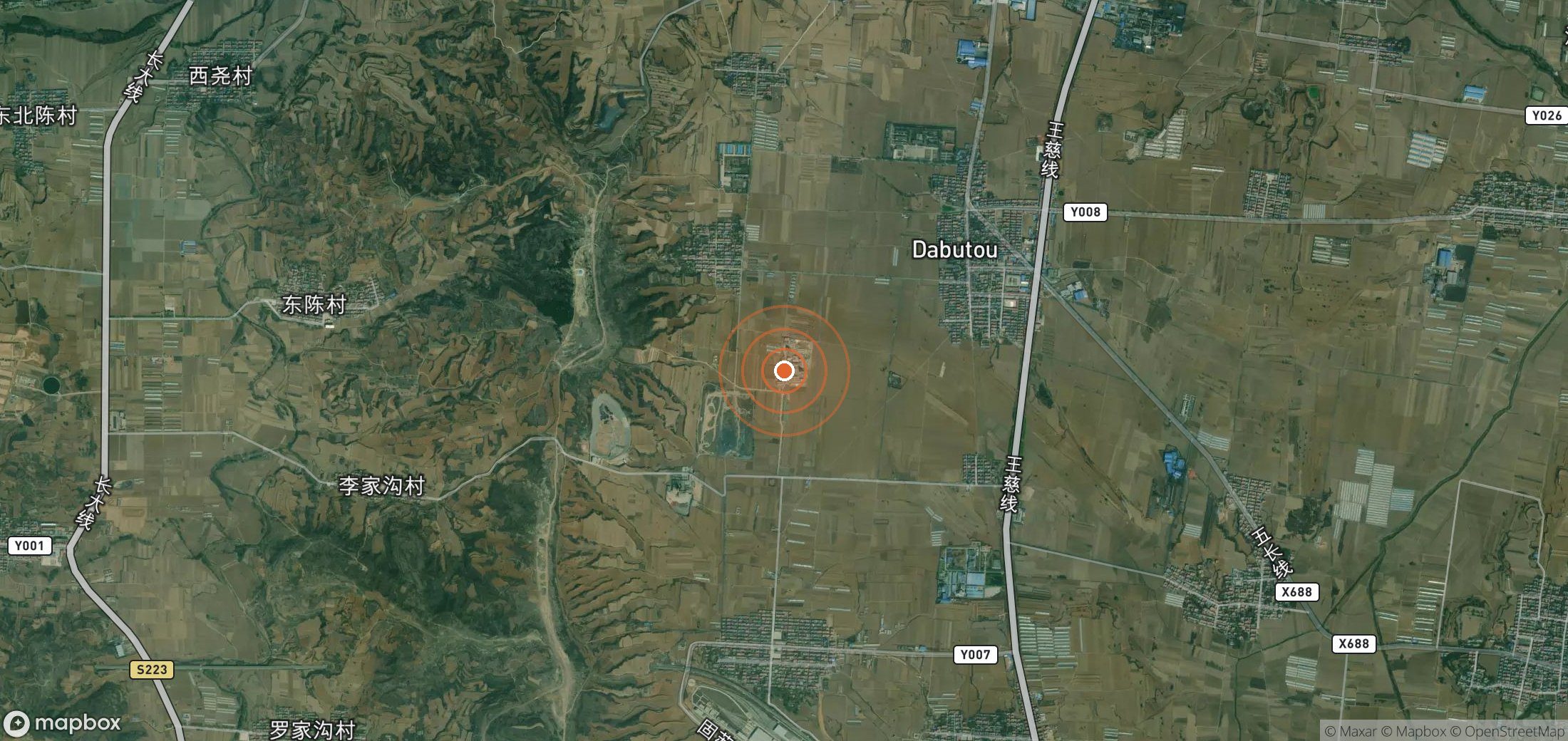 Satellite map of methane plume locations in CHN_S_069