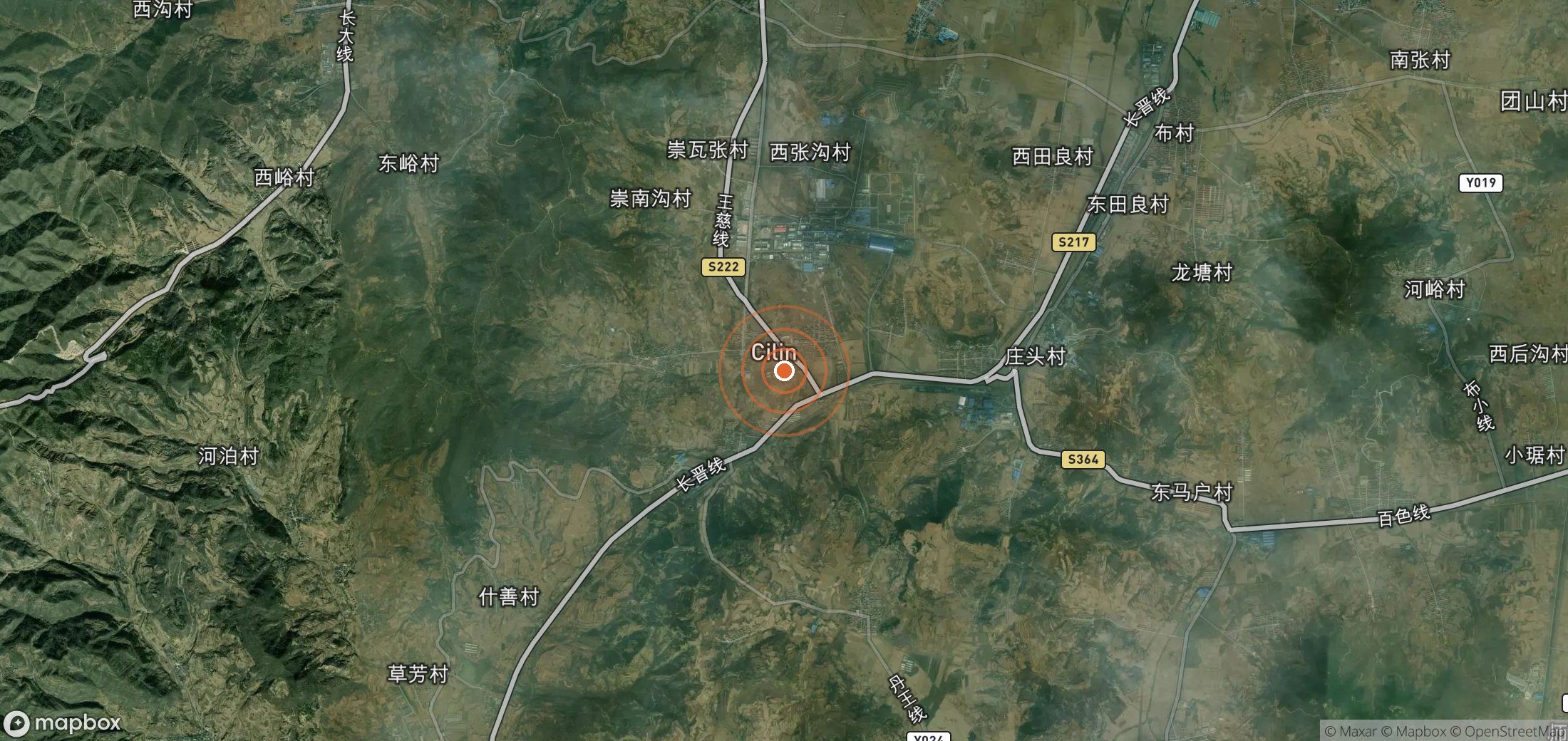 Satellite map of methane plume locations in CHN_S_070