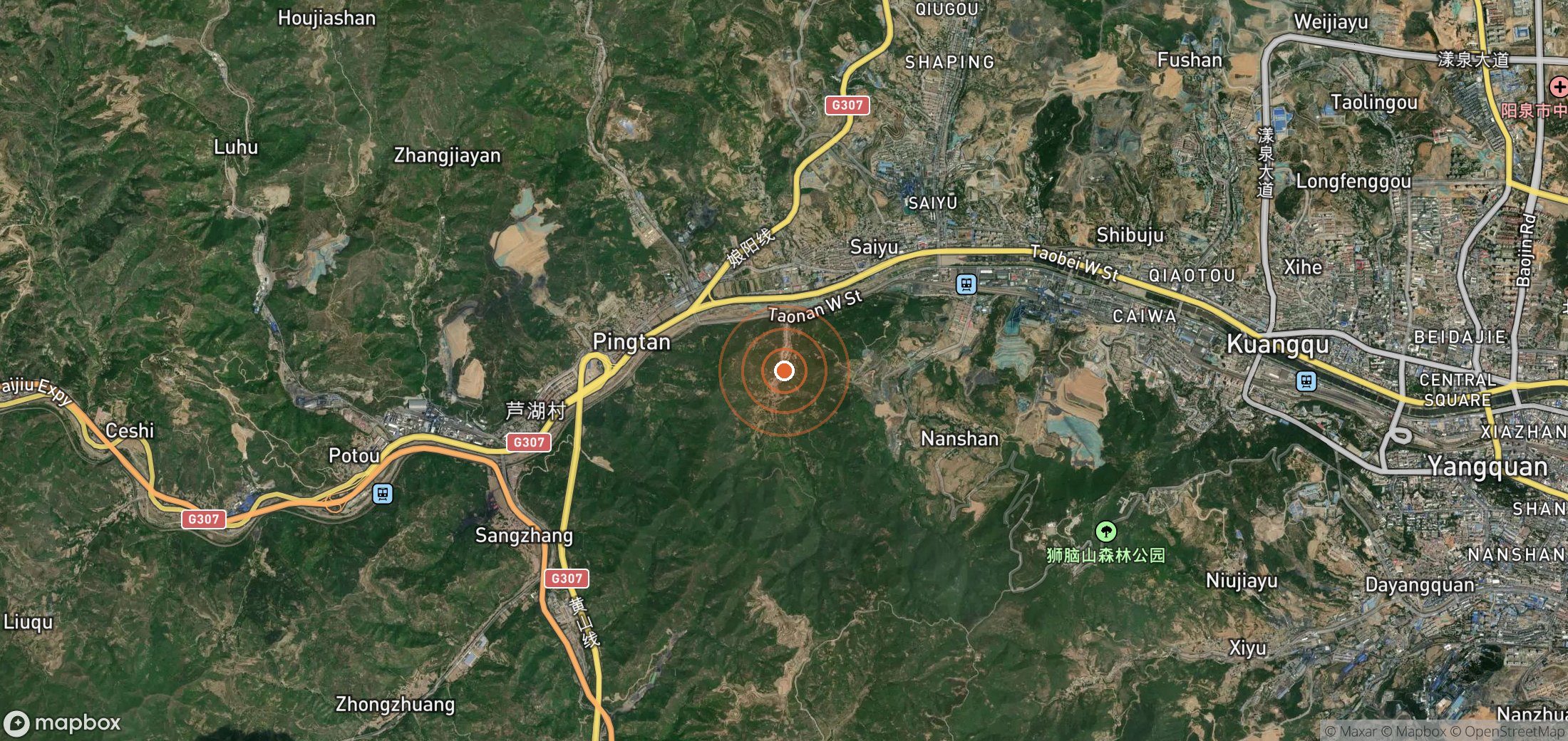 Satellite map of methane plume locations in CHN_S_073