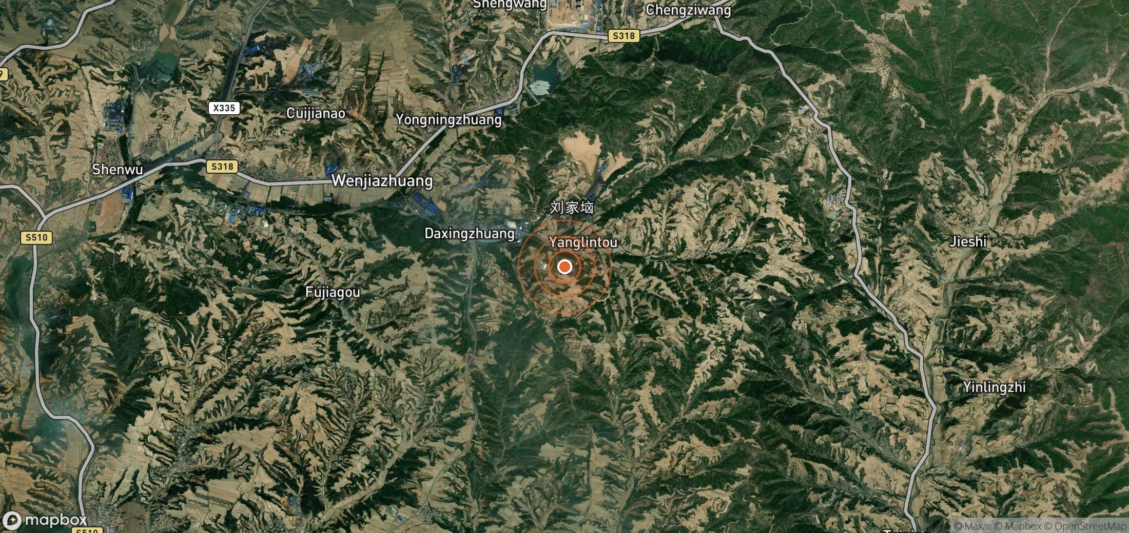 Satellite map of methane plume locations in CHN_S_090