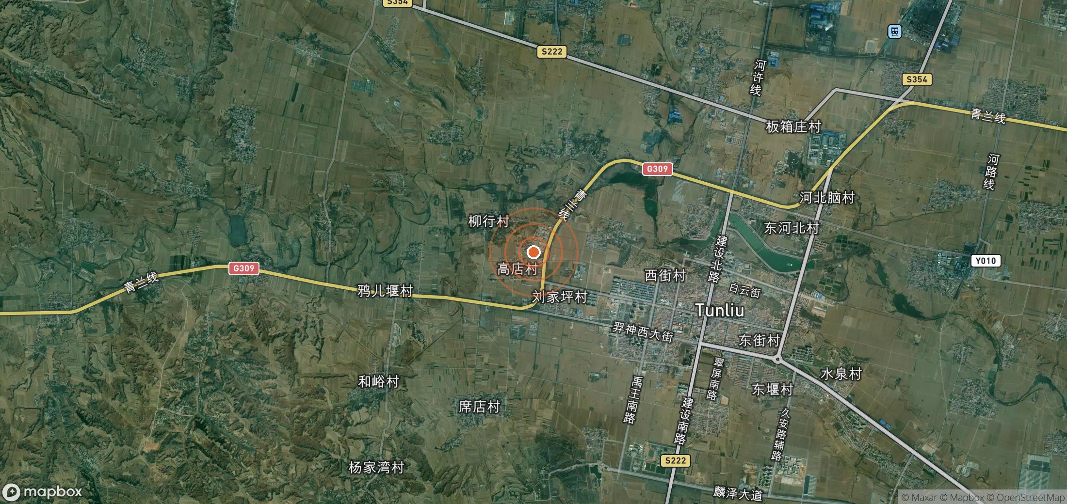Satellite map of methane plume locations in CHN_S_104