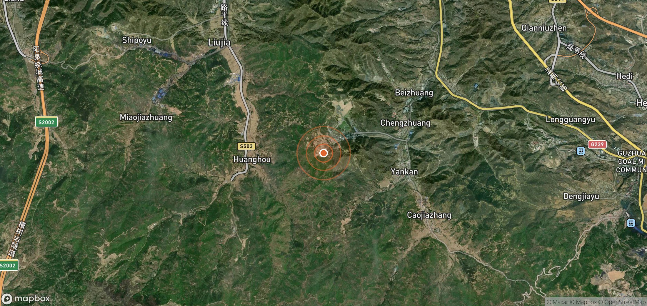 Satellite map of methane plume locations in CHN_S_1065