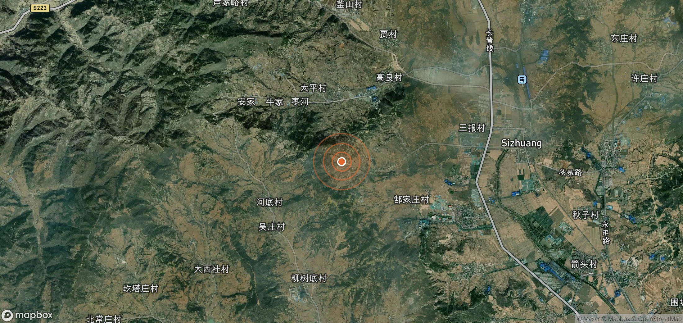 Satellite map of methane plume locations in CHN_S_113