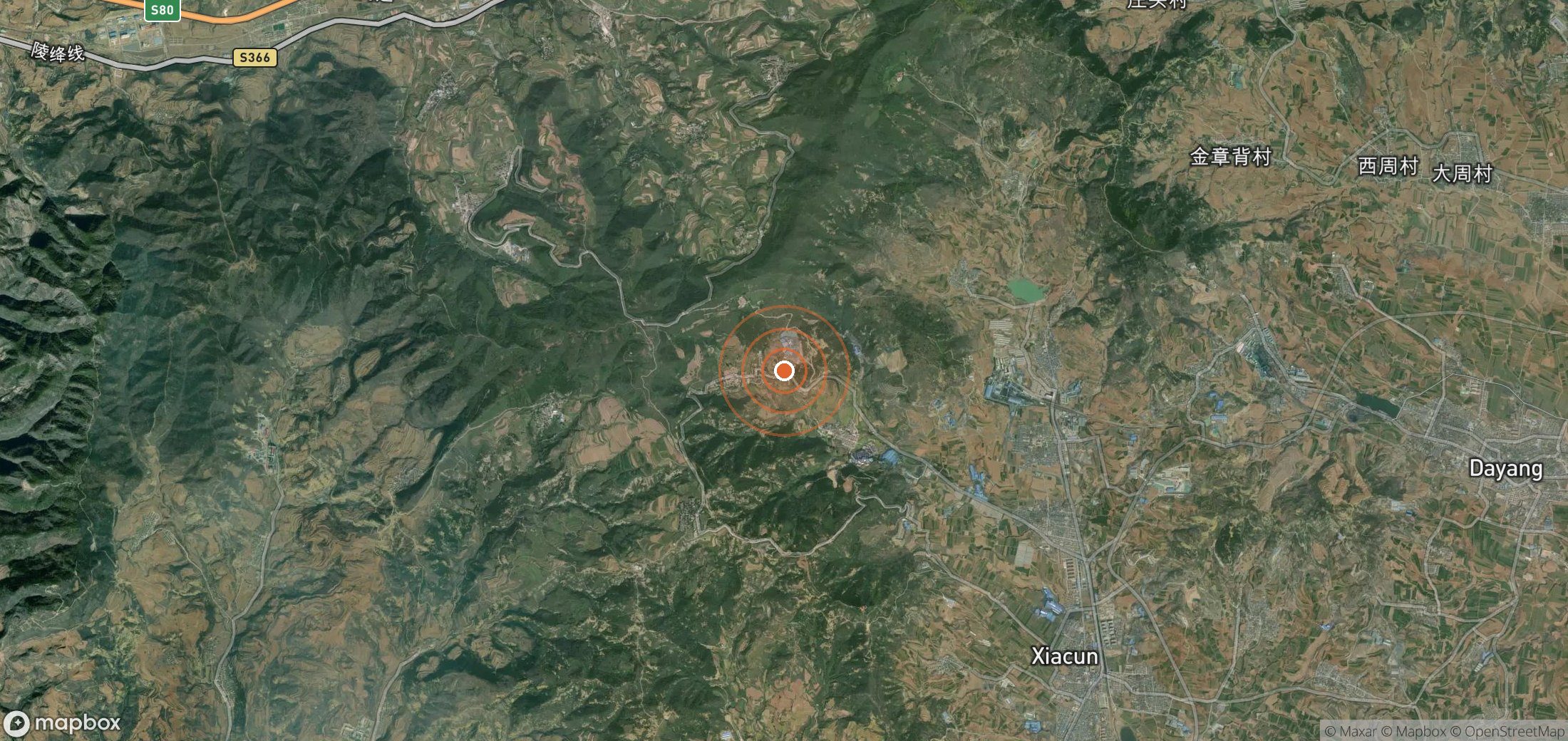 Satellite map of methane plume locations in CHN_S_116
