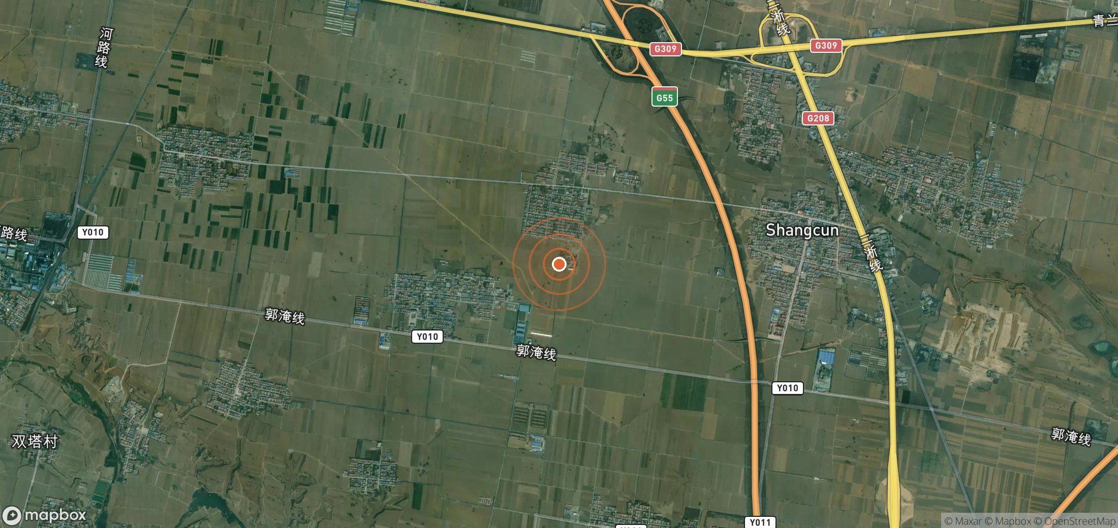 Satellite map of methane plume locations in CHN_S_119