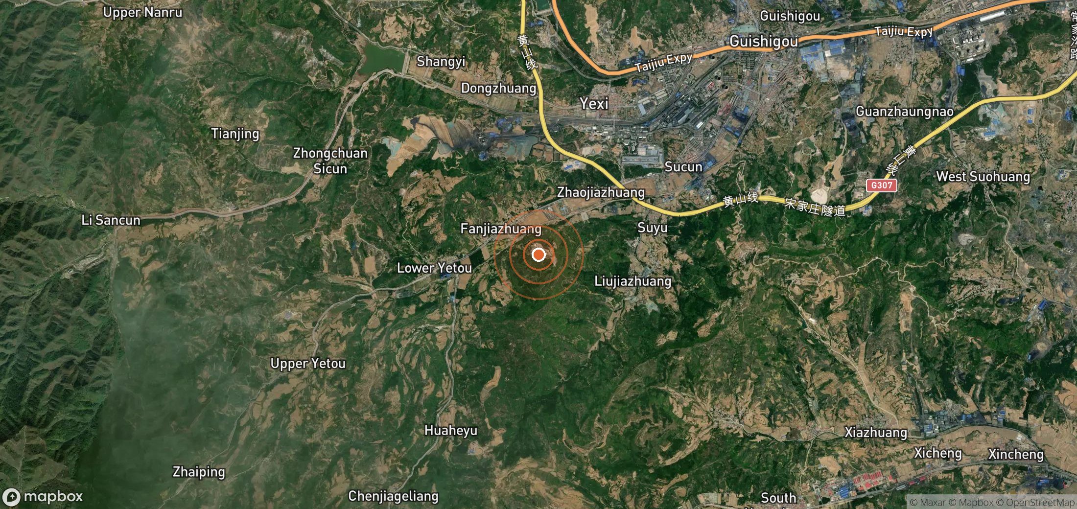 Satellite map of methane plume locations in CHN_S_121