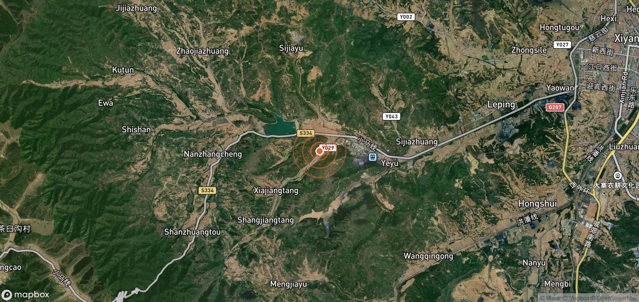 Satellite map of methane plume locations in CHN_S_124
