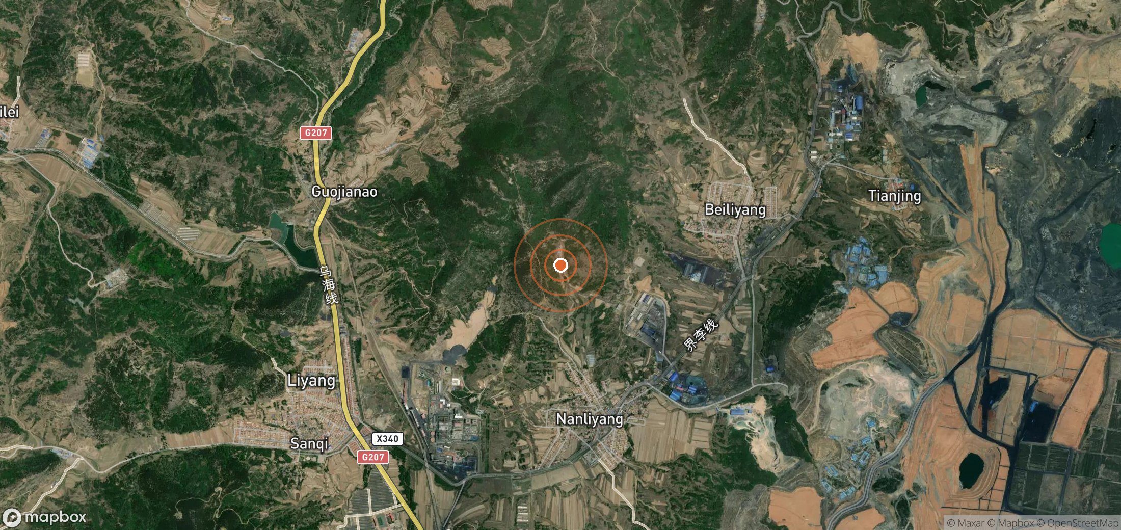 Satellite map of methane plume locations in CHN_S_125