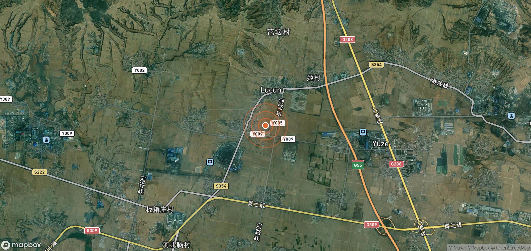 Satellite map of methane plume locations in CHN_S_137