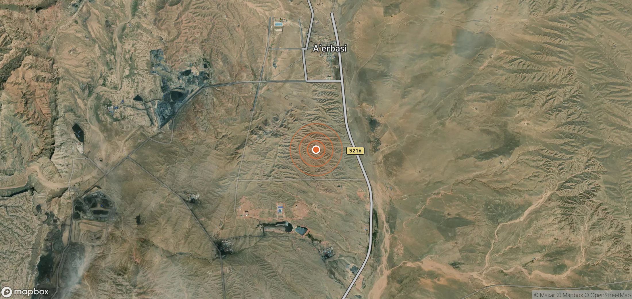 Satellite map of methane plume locations in CHN_S_138