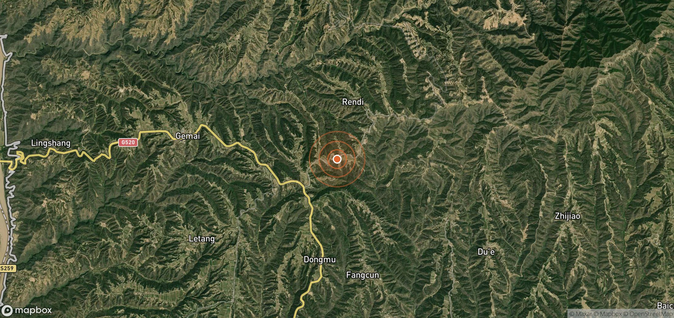 Satellite map of methane plume locations in CHN_S_141