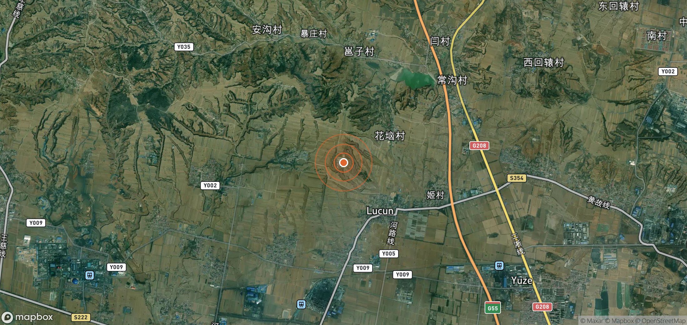 Satellite map of methane plume locations in CHN_S_148