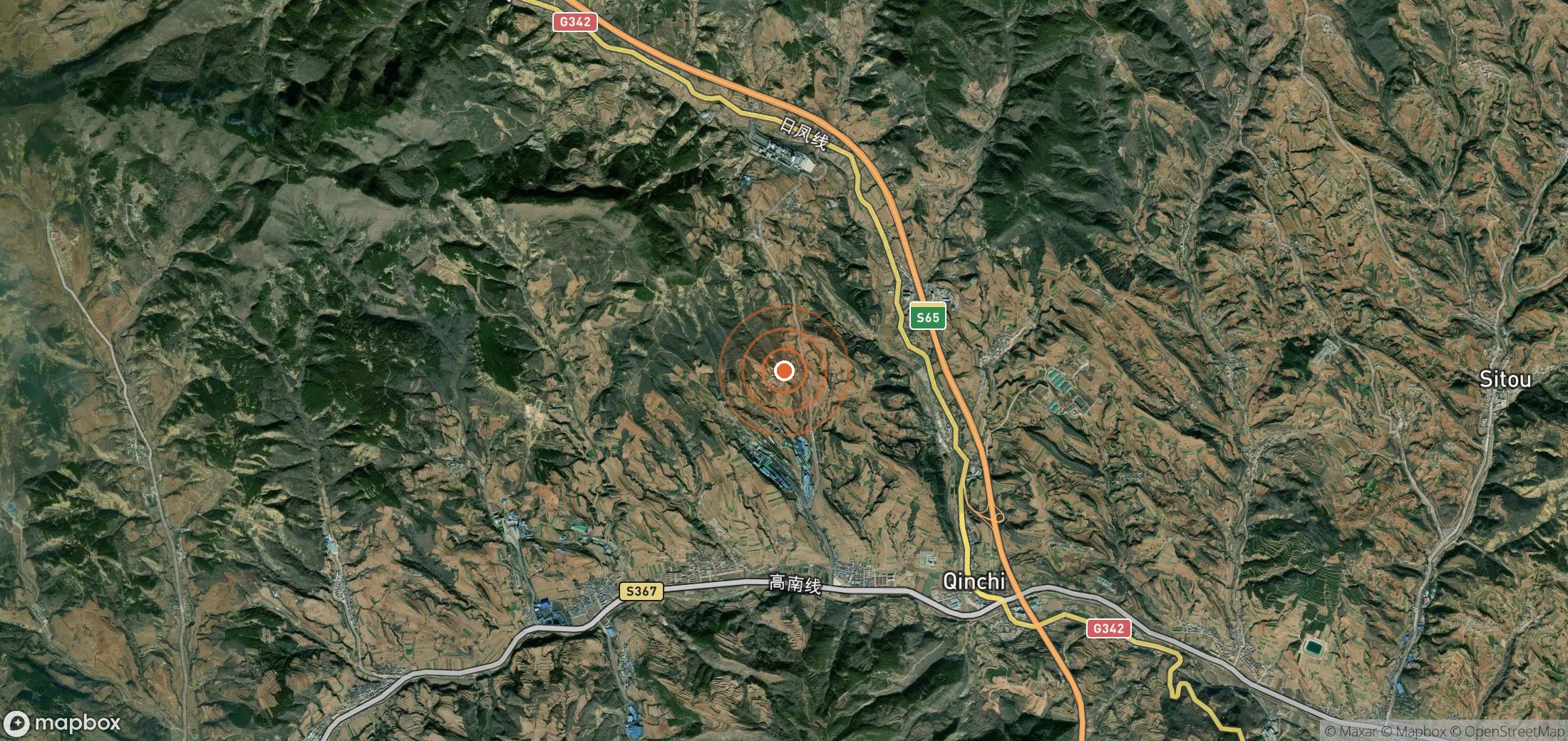 Satellite map of methane plume locations in CHN_S_150