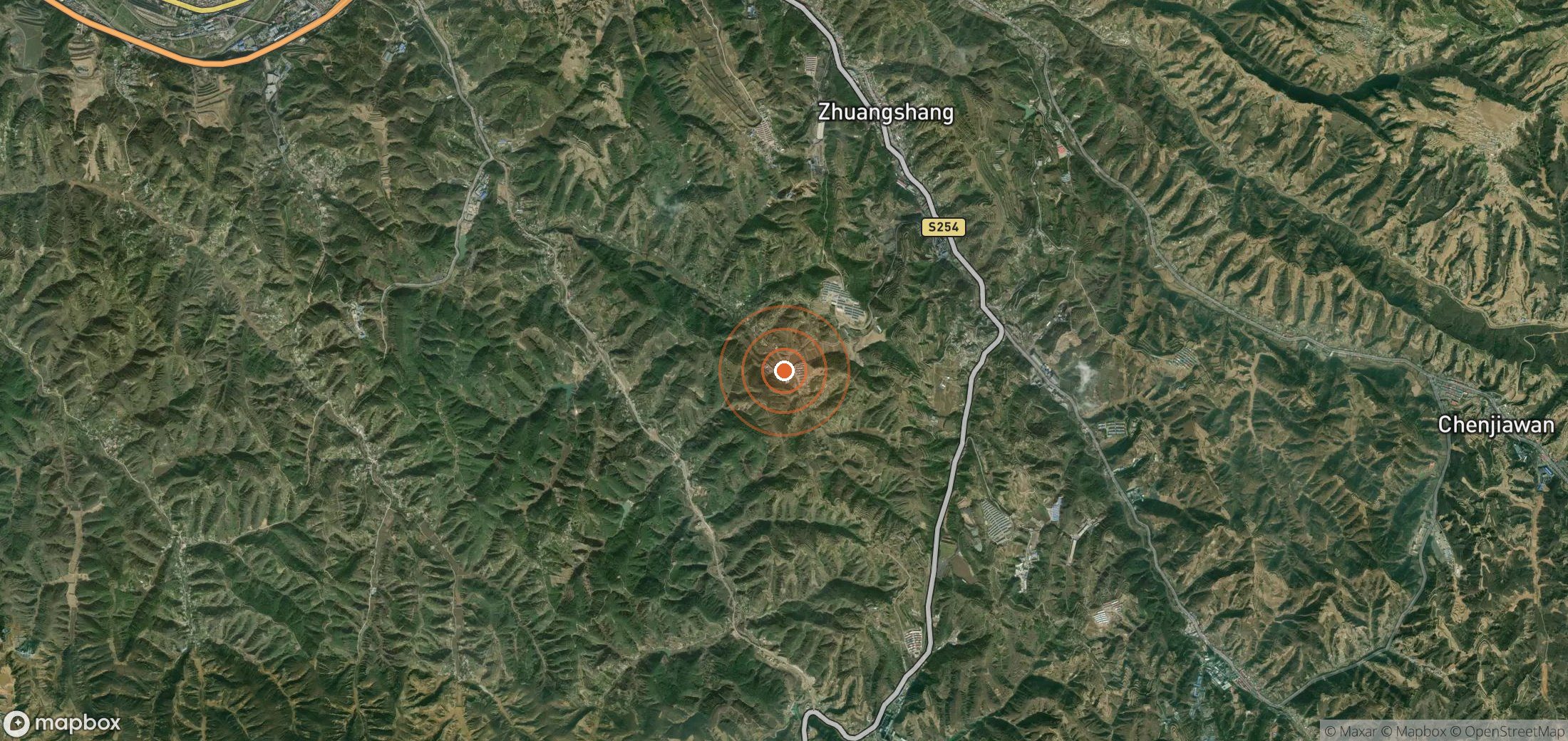Satellite map of methane plume locations in CHN_S_155