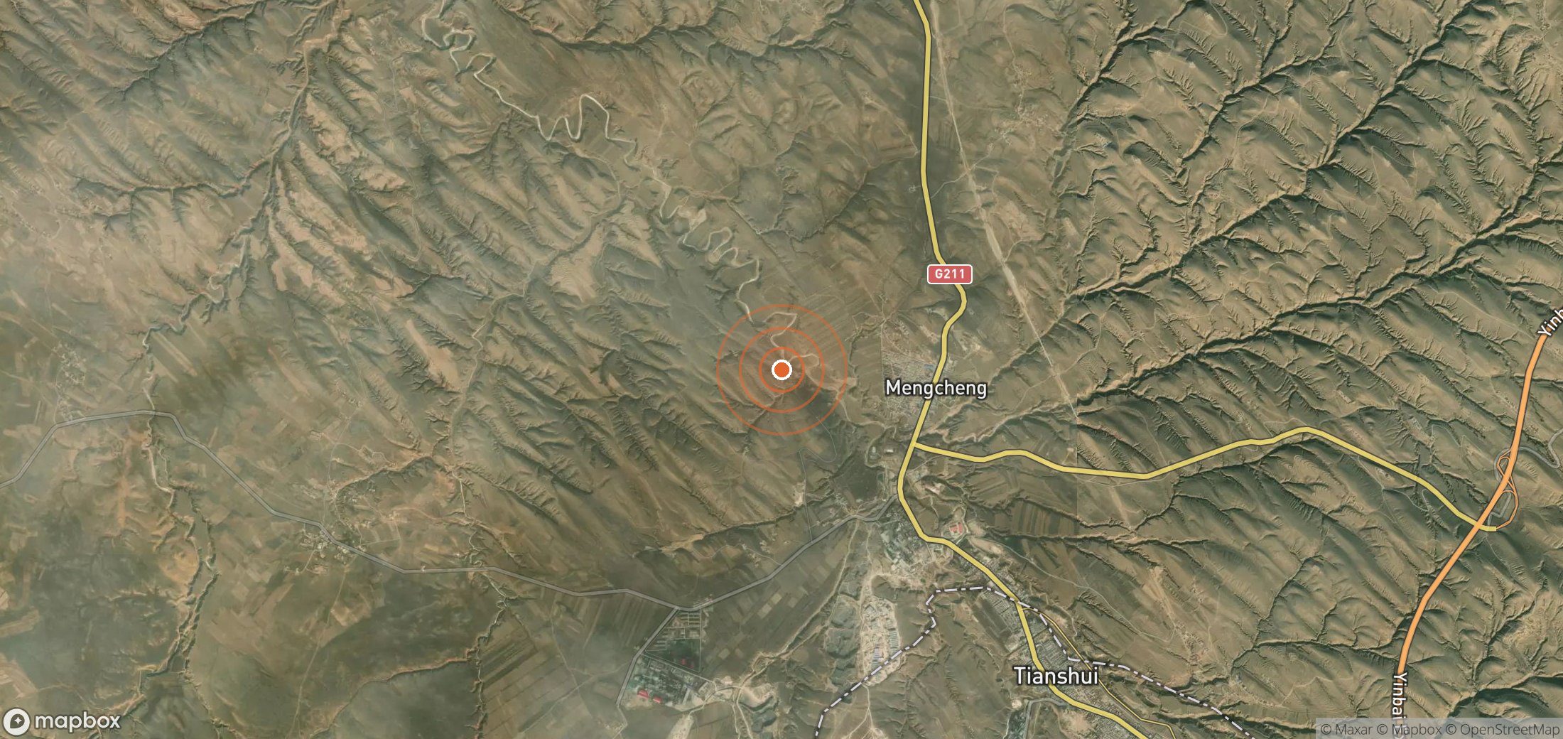Satellite map of methane plume locations in CHN_S_156