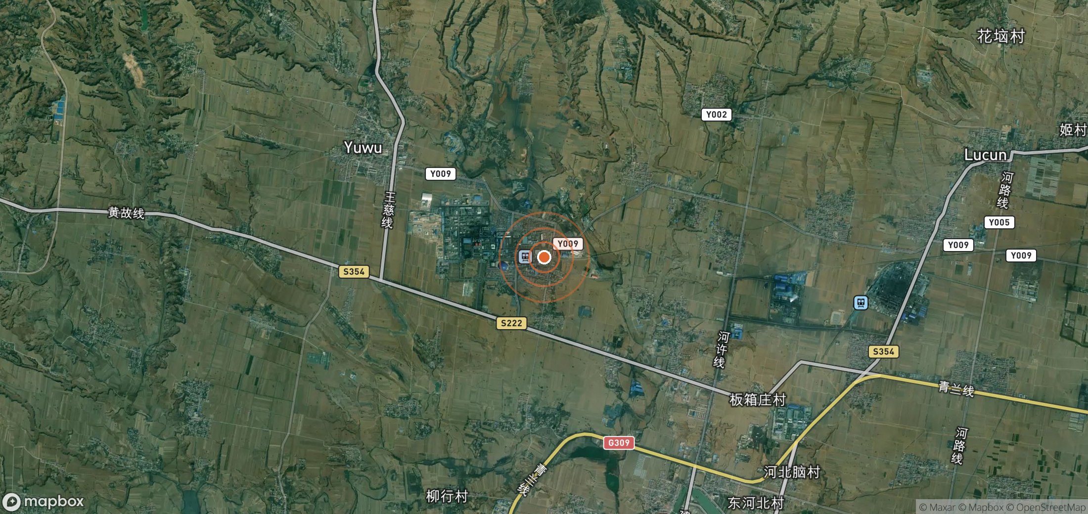 Satellite map of methane plume locations in CHN_S_159