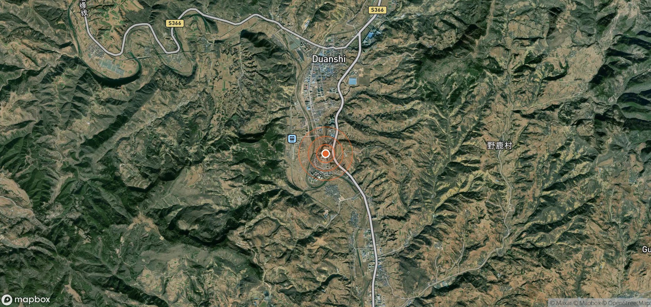 Satellite map of methane plume locations in CHN_S_162