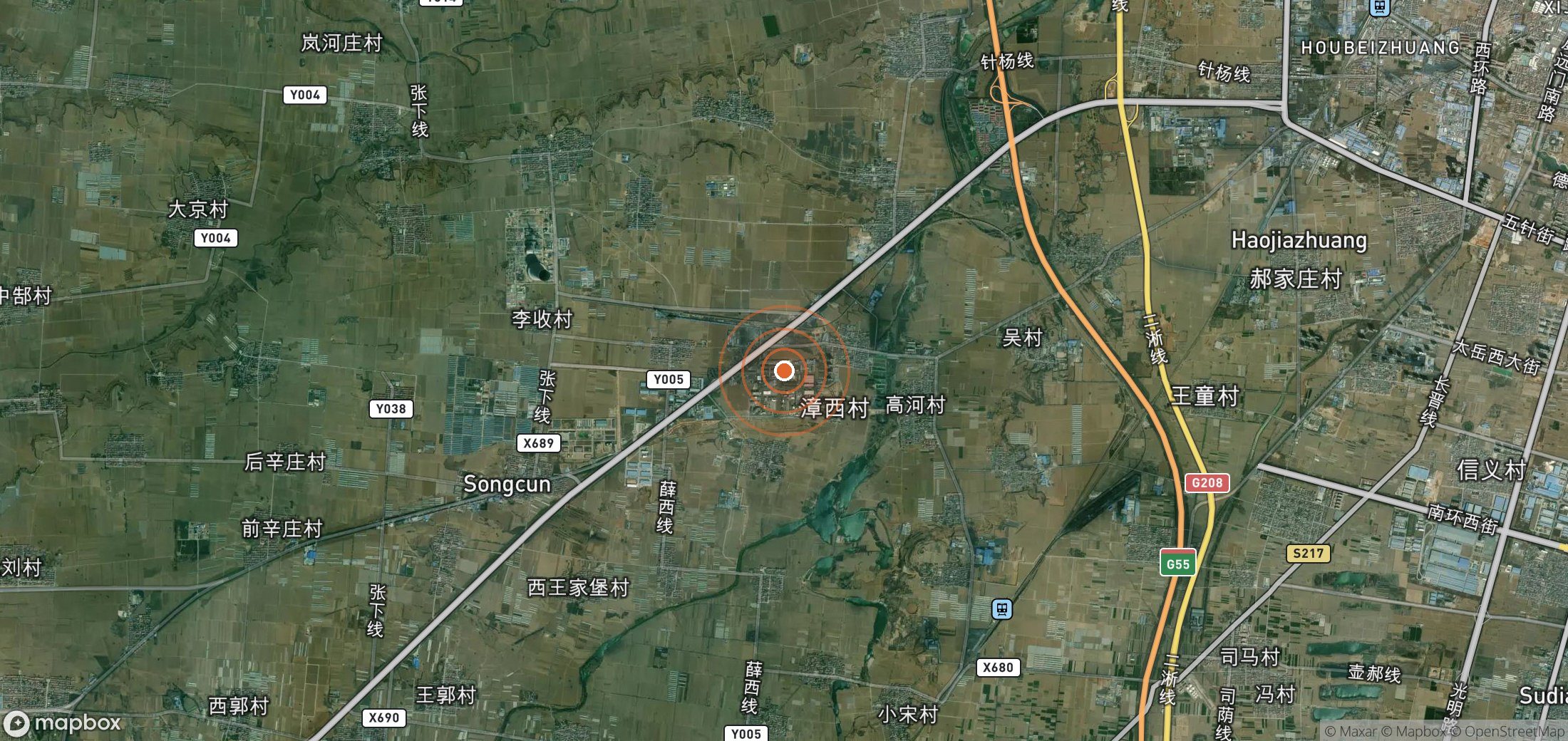 Satellite map of methane plume locations in CHN_S_170