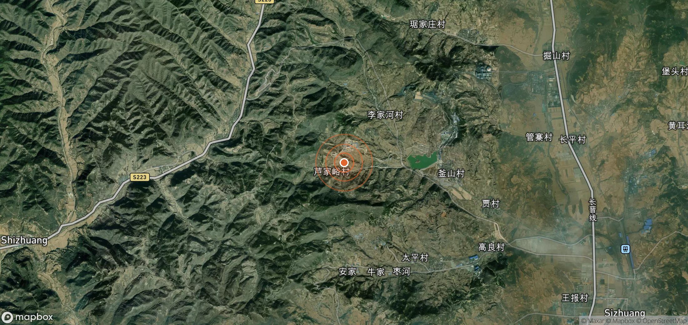 Satellite map of methane plume locations in CHN_S_172
