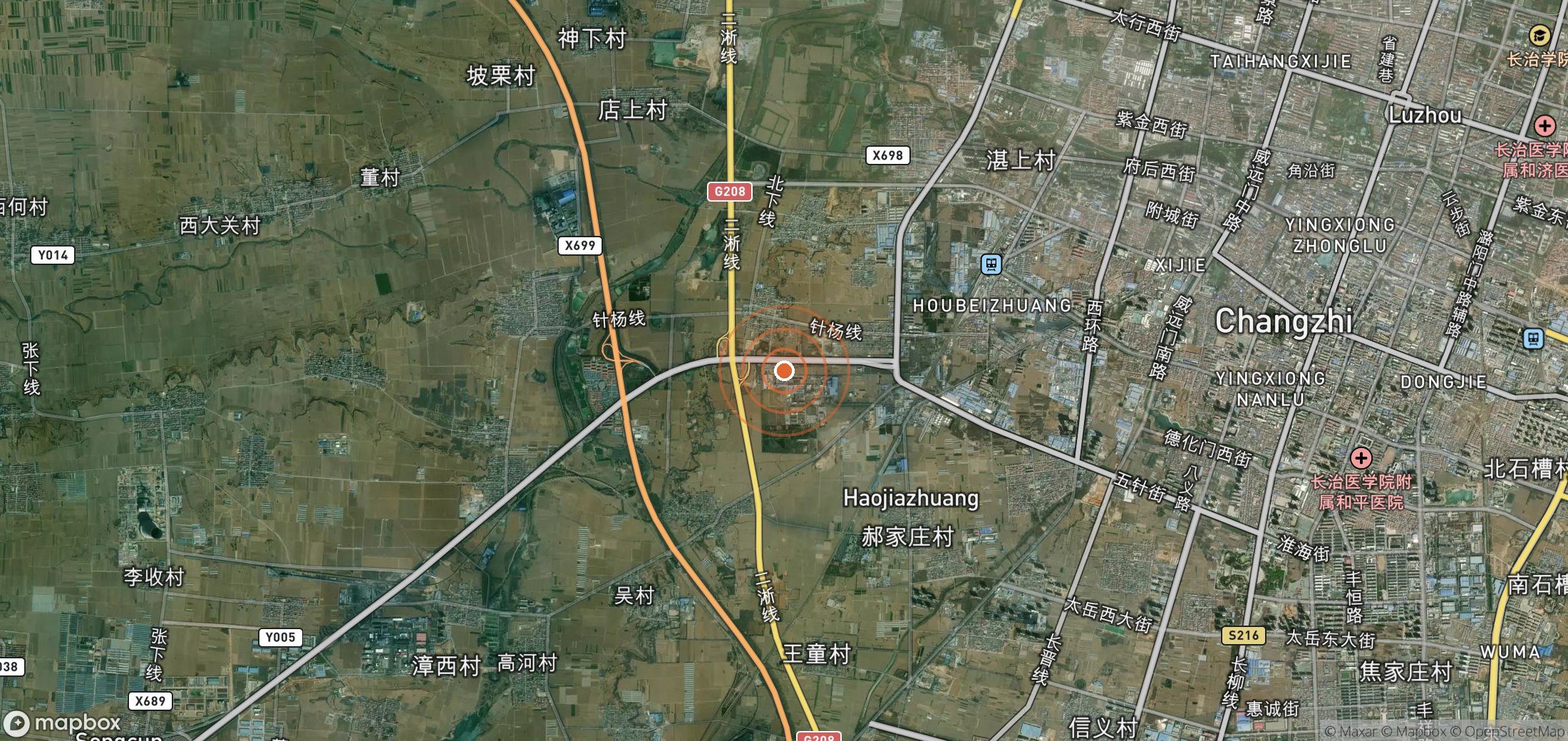 Satellite map of methane plume locations in CHN_S_177