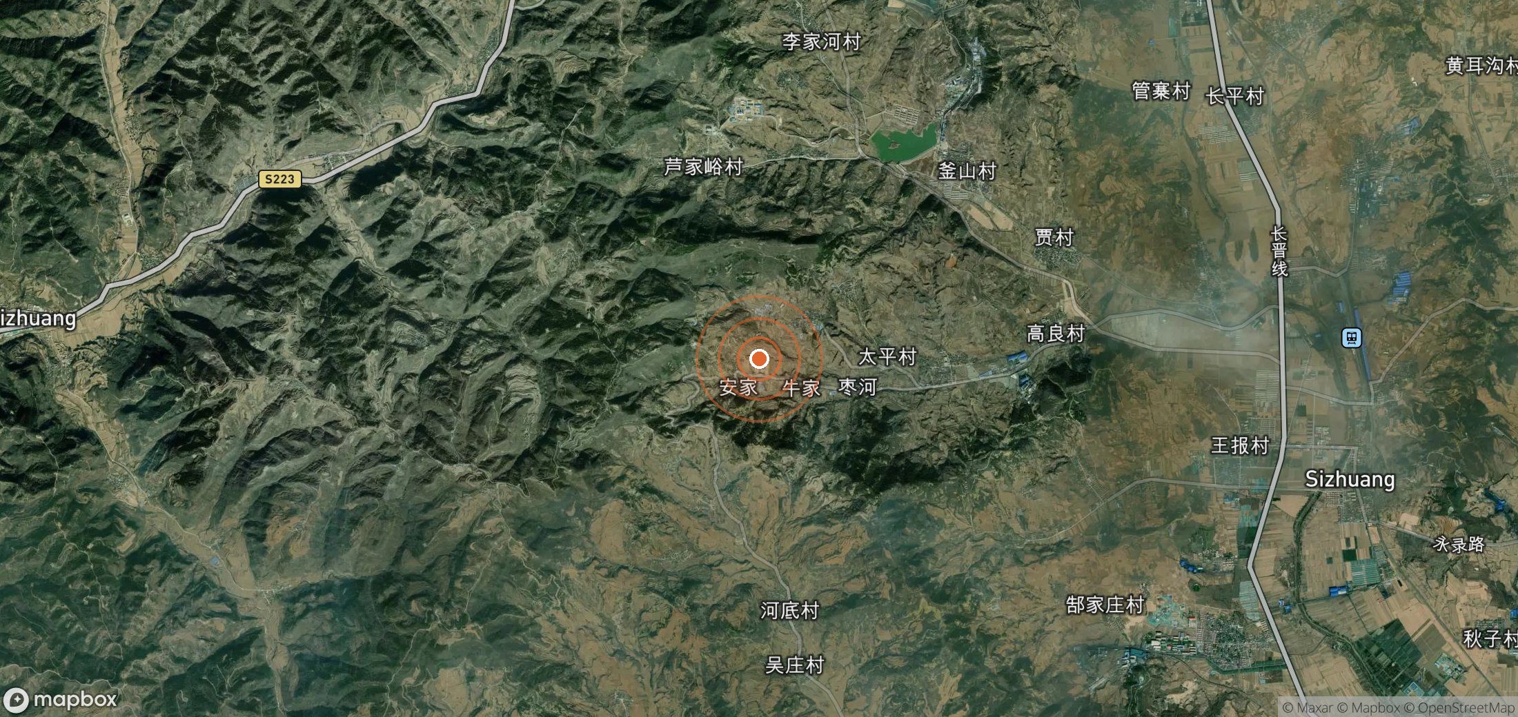 Satellite map of methane plume locations in CHN_S_178