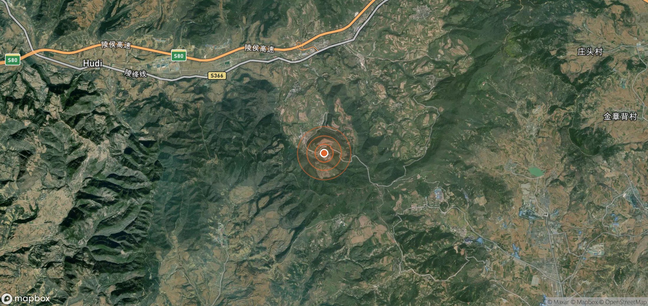 Satellite map of methane plume locations in CHN_S_180