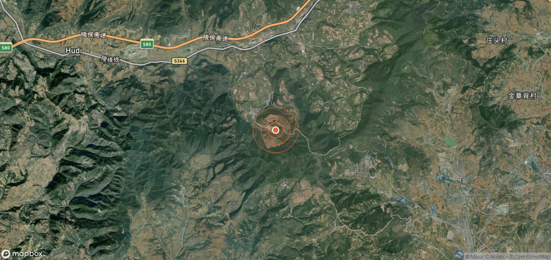 Satellite map of methane plume locations in CHN_S_181