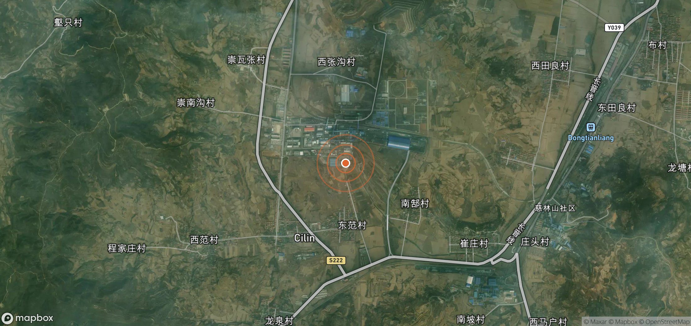 Satellite map of methane plume locations in CHN_S_182