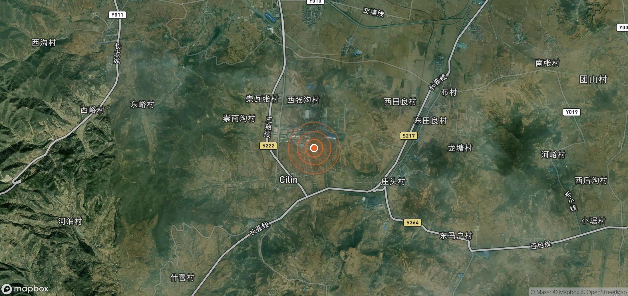 Satellite map of methane plume locations in CHN_S_183