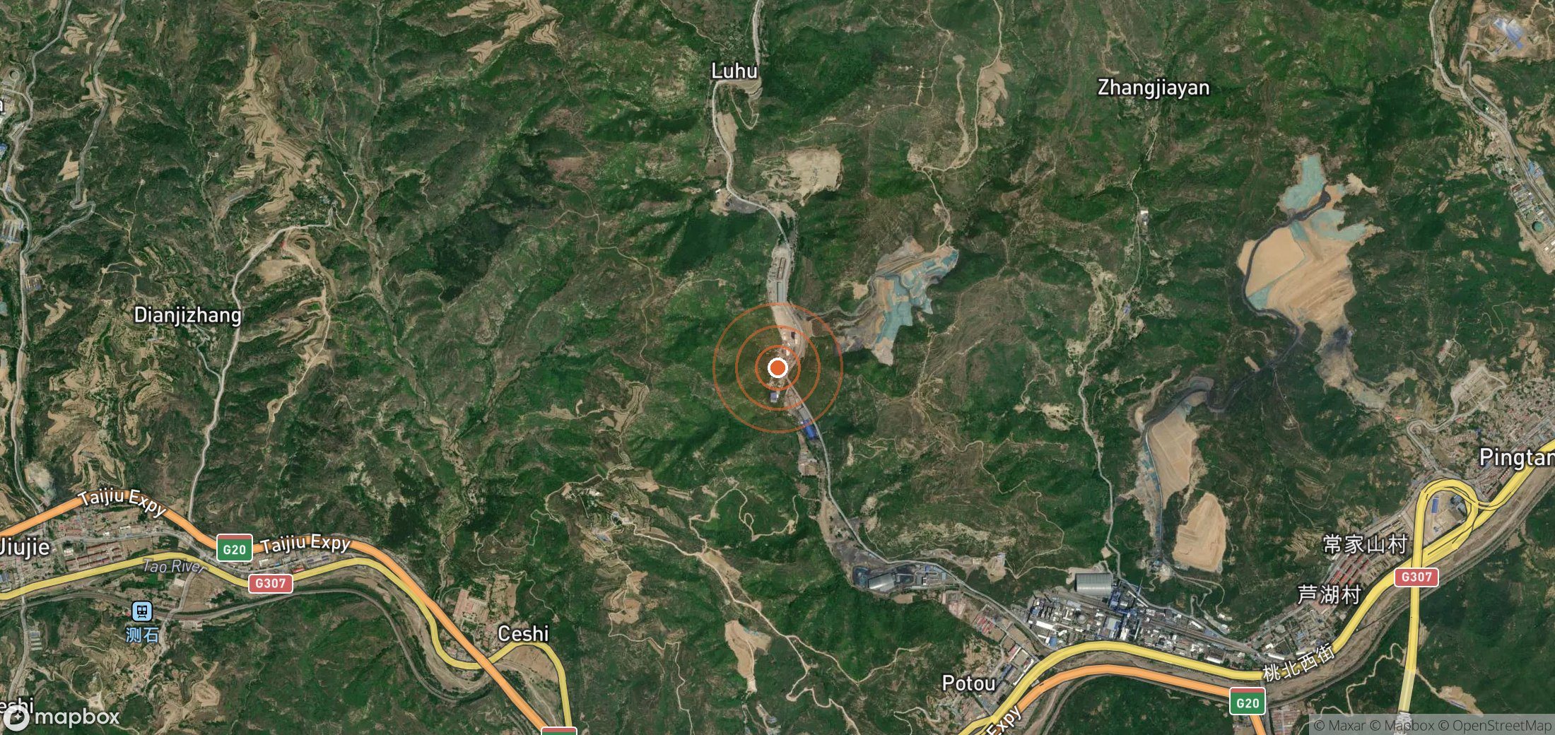 Mapa satelital de plumas de metano en CHN_S_184