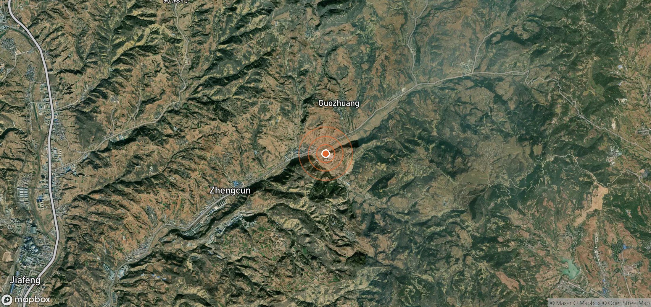 Satellite map of methane plume locations in CHN_S_194