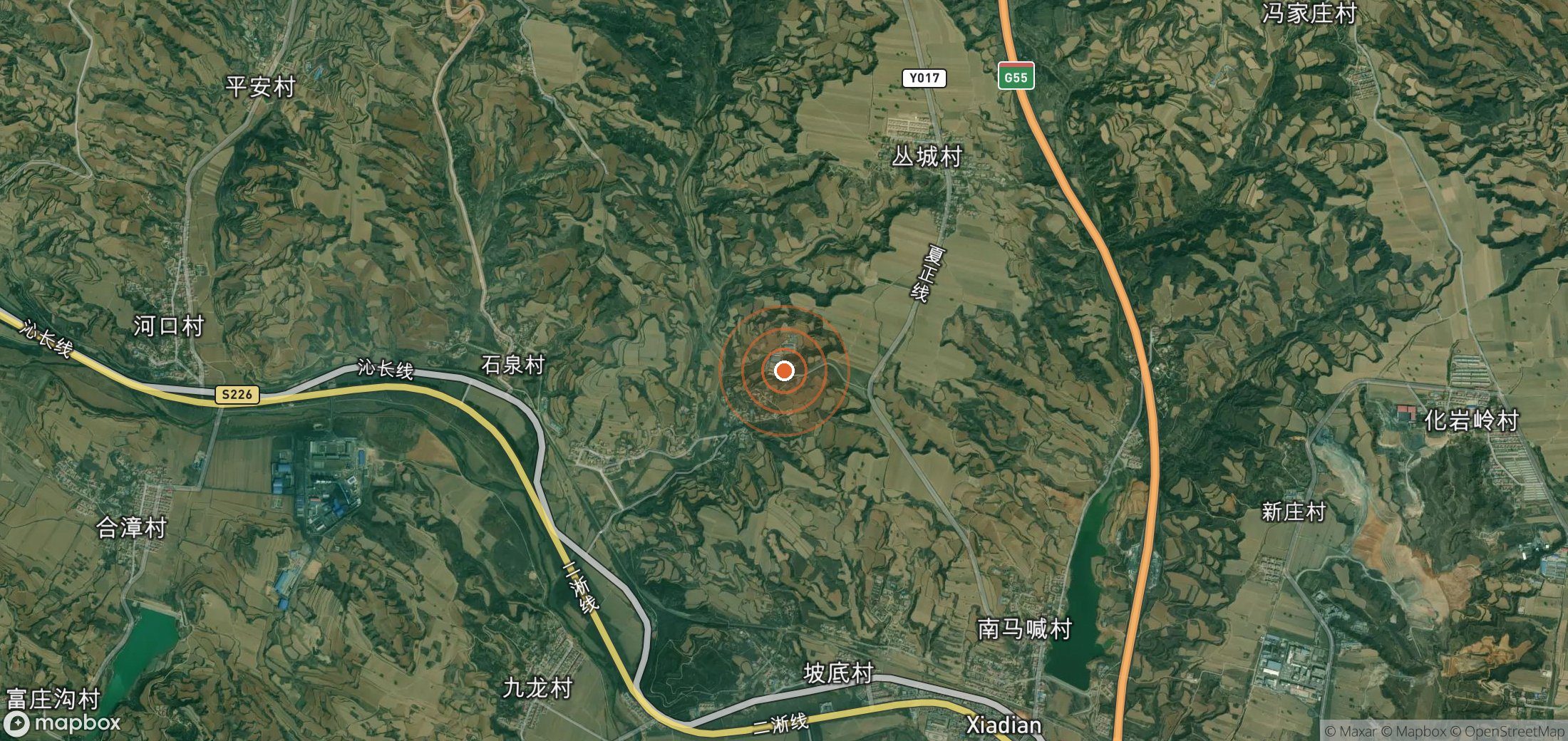 Satellite map of methane plume locations in CHN_S_203