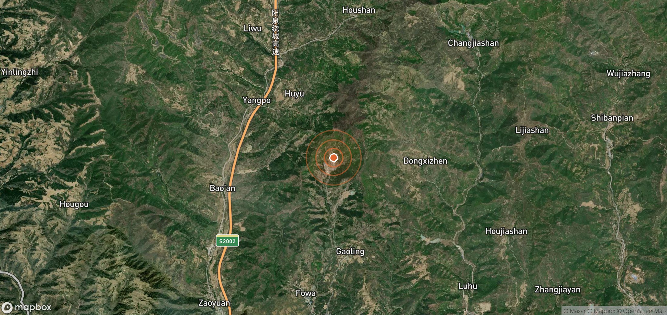 Satellite map of methane plume locations in CHN_S_206
