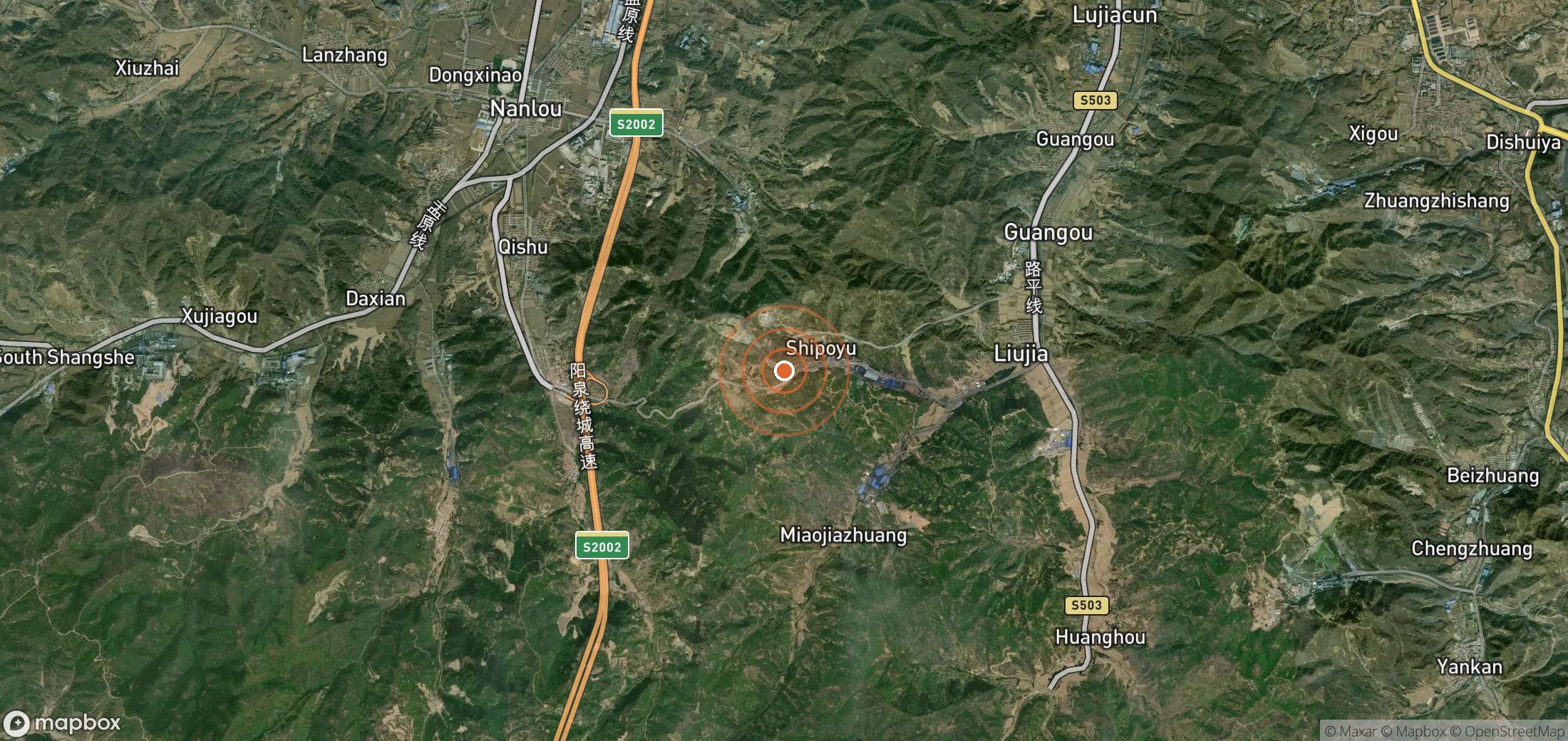 Satellite map of methane plume locations in CHN_S_210