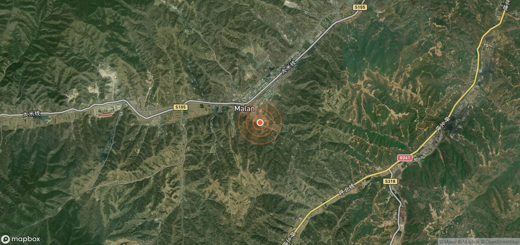 Satellite map of methane plume locations in CHN_S_220