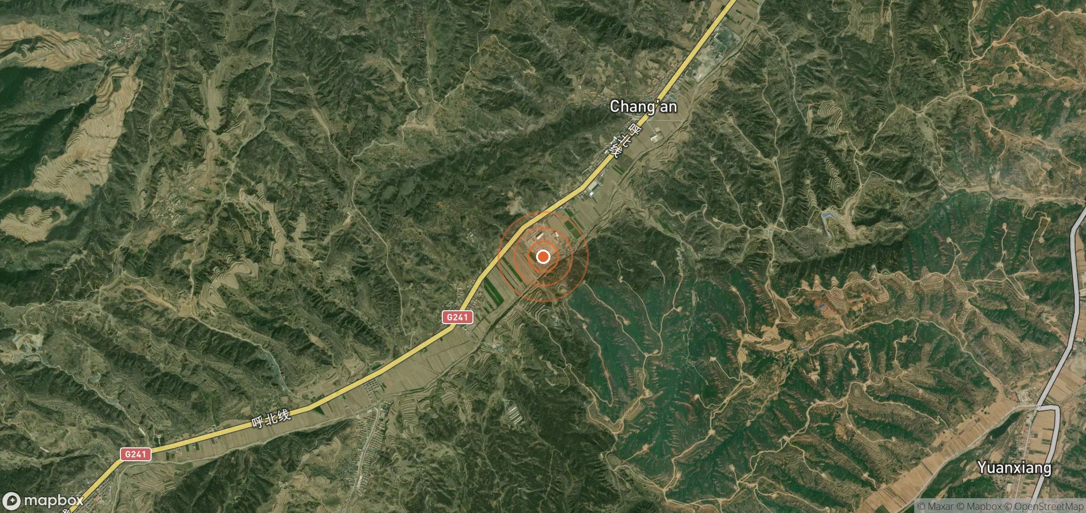 Satellite map of methane plume locations in CHN_S_221