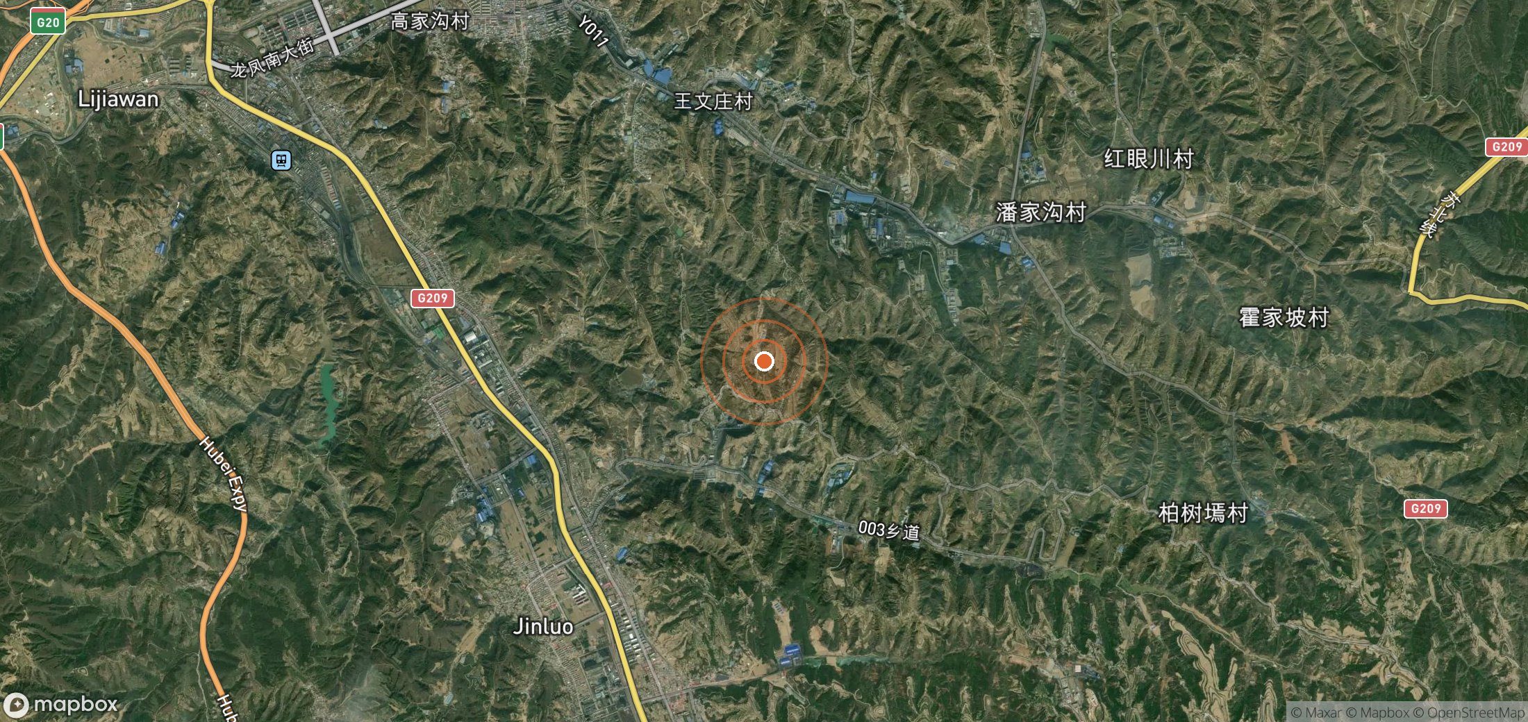 Satellite map of methane plume locations in CHN_S_224