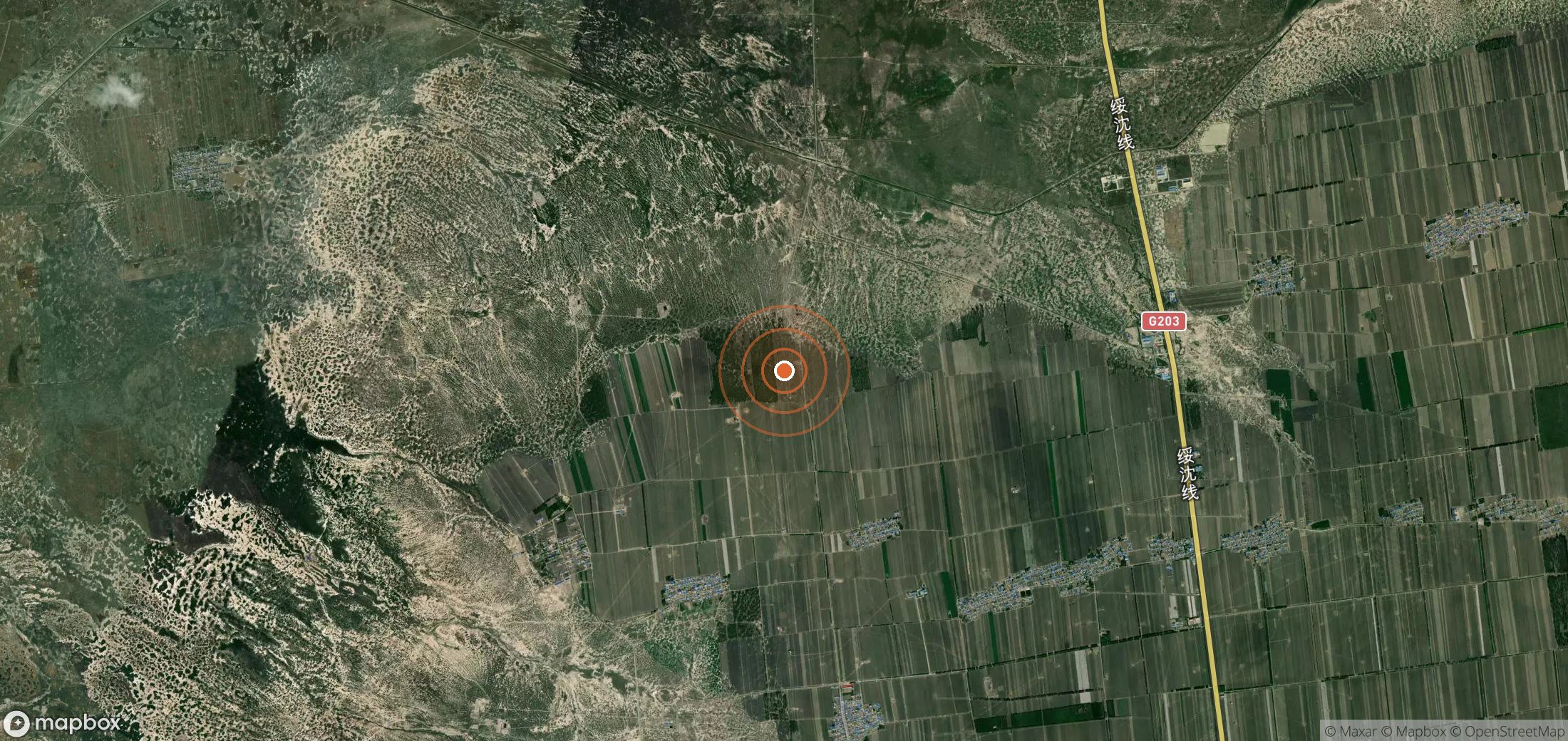 Satellite map of methane plume locations in CHN_S_236