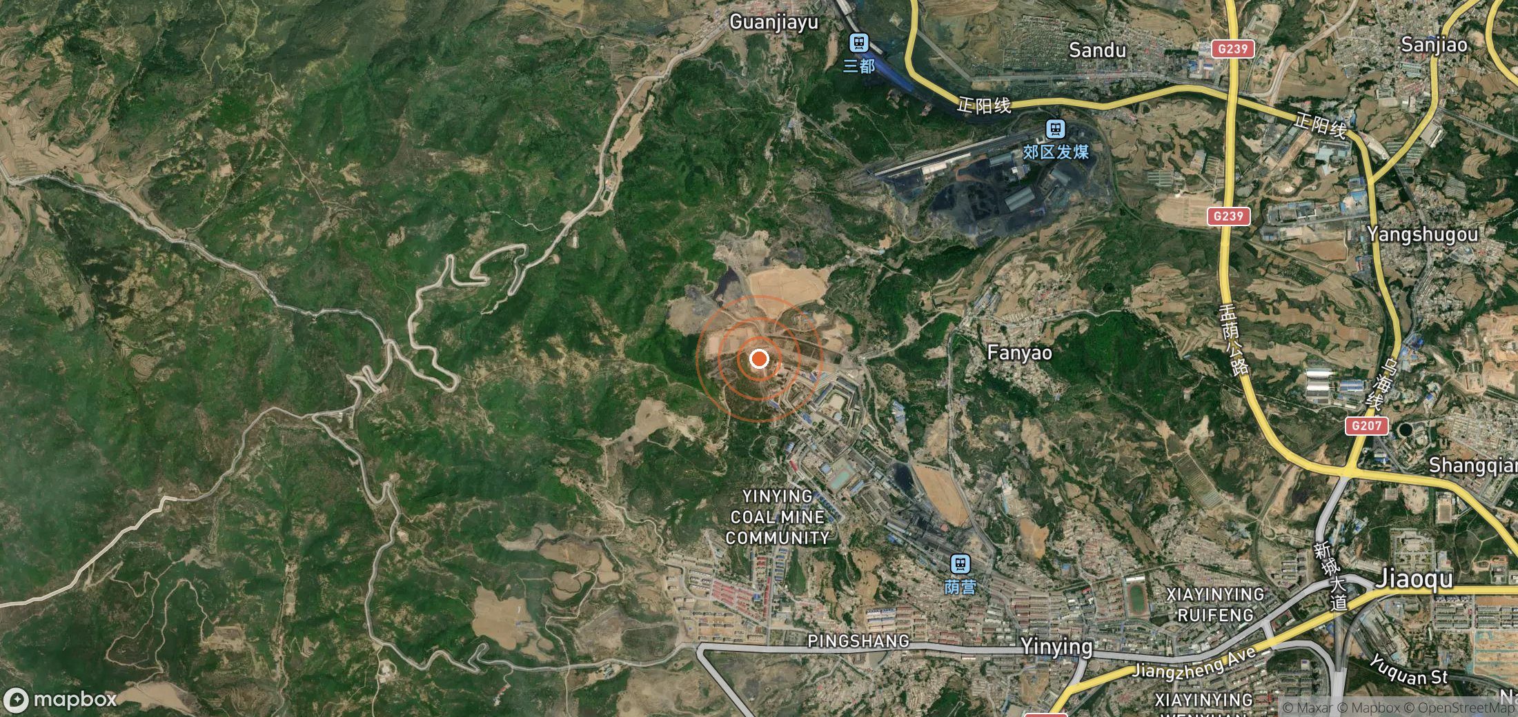 Satellite map of methane plume locations in CHN_S_237