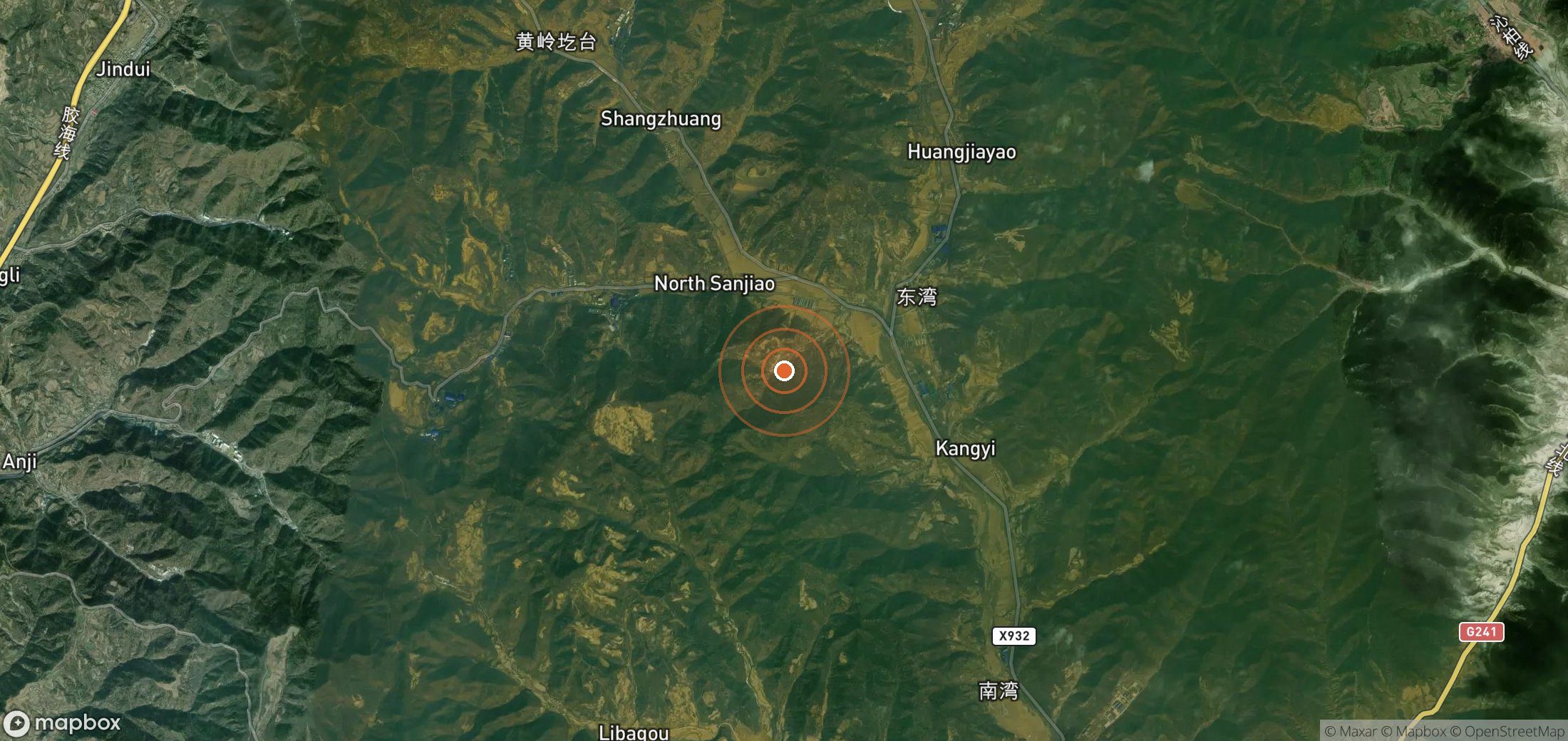 Satellite map of methane plume locations in CHN_S_251